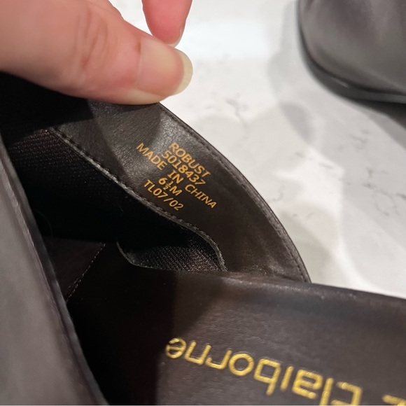 LIZ CLAIBORNE Y2K Brown Leather Square Toe Heeled Mules Size 6.5 - Picture 9 of 14